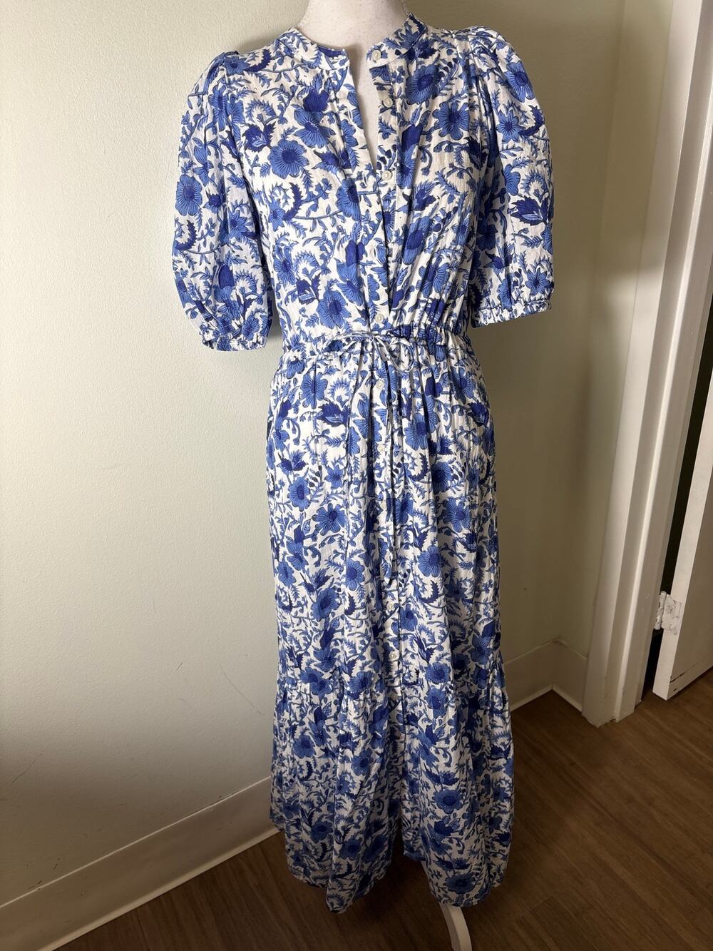 Emerson Fry / India Collection Blue and White Floral Maxi Dress Sz S